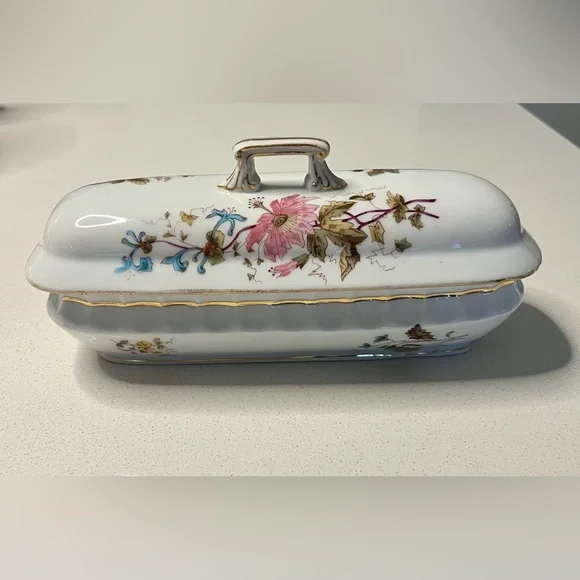 Antique Floral Lidded Pen Tray, Numbered- excellent condition. - Picture 1 of 10